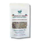 Tea package for 'Chocolate Venus' women's menstrual health tea on a white background