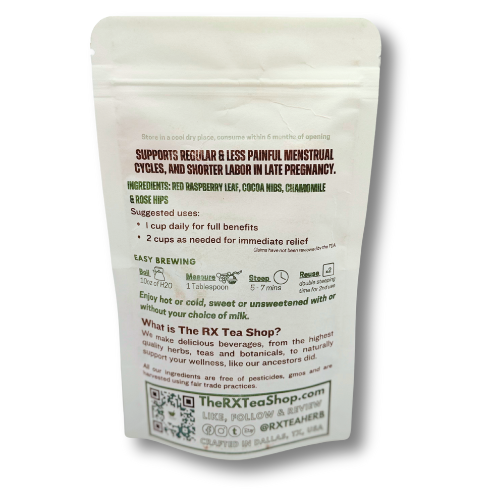 Image of the back side package of chocolate venus tea on white background