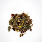 Mixture of dried herbs on a white background