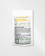 A white stand-up pouch of The RX Tea Shop's Digestive Discomfort Relief tea, displayed against a light gray background.