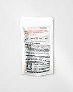 A white stand-up pouch of The RX Tea Shop's 'Promote Collagen Production, Reduced Inflammation & Glowing Skin' loose-leaf tea, shown on a light gray background.