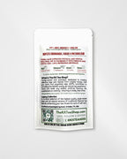 A single white resealable tea pouch package photographed on a plain white background. The front shows red and black text, including the brand name The RX Tea Shop, product details, ingredients, usage, and a QR code.