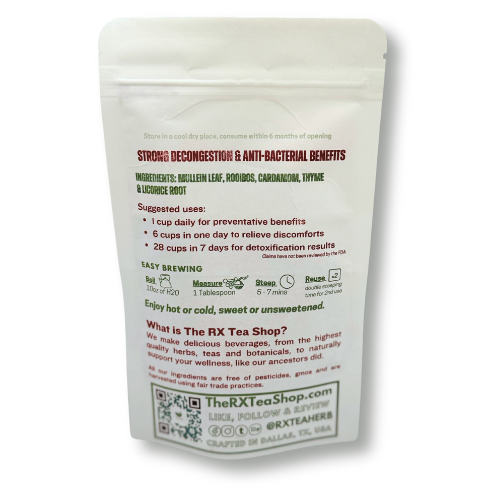 image of back of package of royal dragon tea with brewing instructions on a white background 