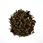 Heap of dried herbs on a white background