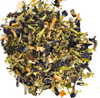 Butterfly Pea Flower and other dried herbs on a white background